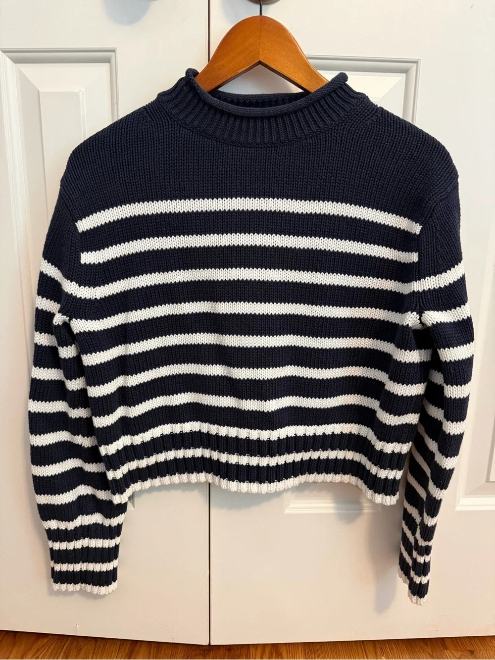 J.Crew Rollneck Sweater Striped Navy and Ivory Size XS